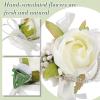 imageGeosar 20 Pcs Wedding Corsage and Boutonniere Set Homecoming Artificial Corsage Wristlet and Boutonniere for Men Women Bride Bridesmaid Wedding Flowers Accessories Prom Suit Decorations White