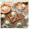 imageGeosar 20 Pcs Wedding Corsage and Boutonniere Set Homecoming Artificial Corsage Wristlet and Boutonniere for Men Women Bride Bridesmaid Wedding Flowers Accessories Prom Suit Decorations White