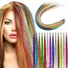 image78 Pieces Synthetic Feather Hair Mixed Color Feather Extensions Not Real Hair Extensions Colorful Long Straight for Party Teen Girl 13 Colors