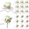 imageGeosar 20 Pcs Wedding Corsage and Boutonniere Set Homecoming Artificial Corsage Wristlet and Boutonniere for Men Women Bride Bridesmaid Wedding Flowers Accessories Prom Suit Decorations White