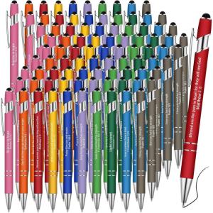 imageGeosar 90 Pcs Christian Gift Bulk Religious Pen Bible Verse Metal Pen Inspirational Church Scripture Gift for Women Men Nurse Teacher Student Black InkVivid ColorsVivid Colors