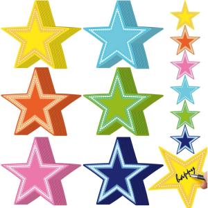 imageGeosar 90 Pcs Star Cutouts Bright 59 Inch Large Classroom Bulletin Board Stars Back to School Paper Cutouts Neon Assorted Colors for First Day of School New Years Chalkboard Wall DIY Teachers Decor