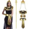 imageGeosar 5 Pcs Halloween Egyptian PharaohCleopatra Costume Accessory Headpiece Hat Cane Belt Collar Wristbands for Men Women