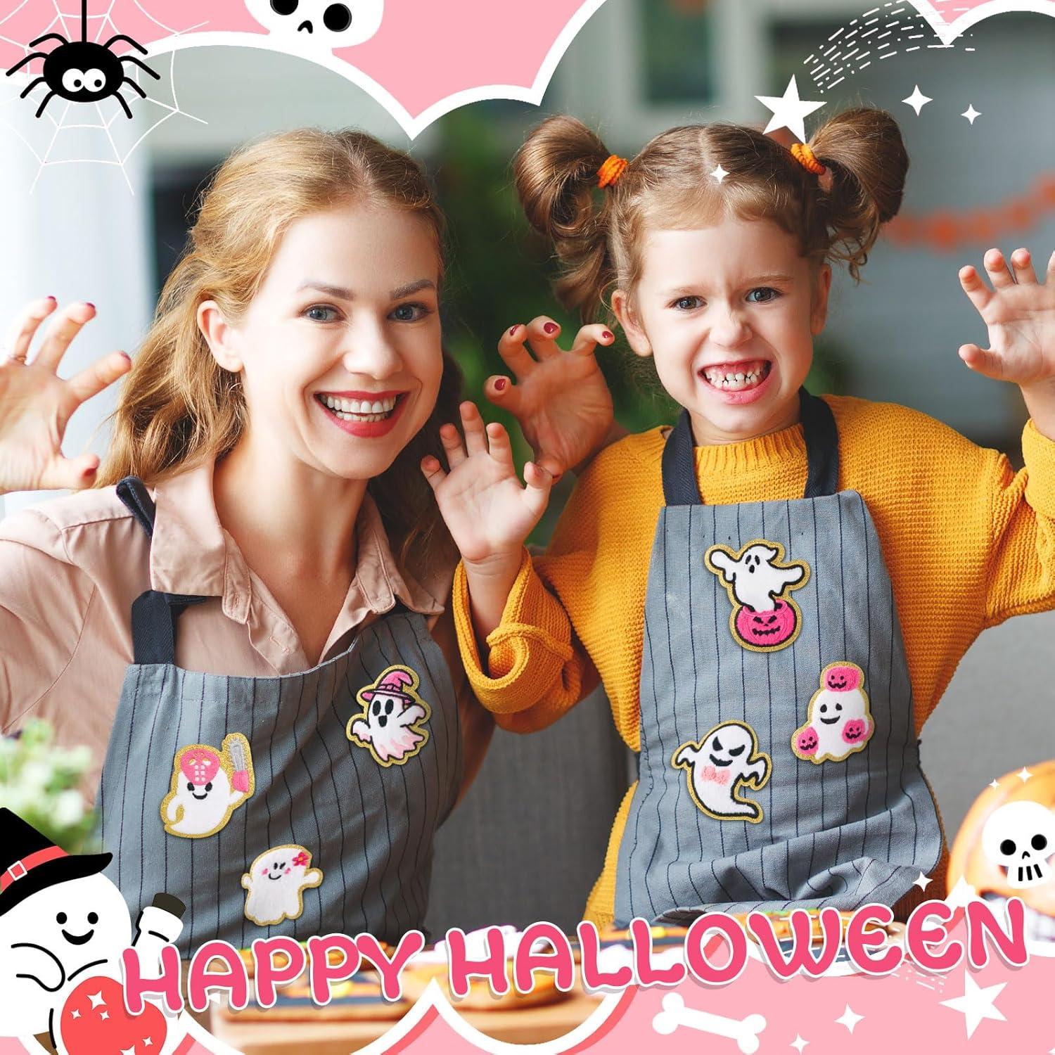 imageGeosar 20 Pcs Halloween Self Adhesive Patches Boo Cute Ghost Sew on Stickers Applique Washable for DIY Crafts T Shirt Clothing Jackets Backpacks Jeans Party Decorations Pink BooPink Ghost
