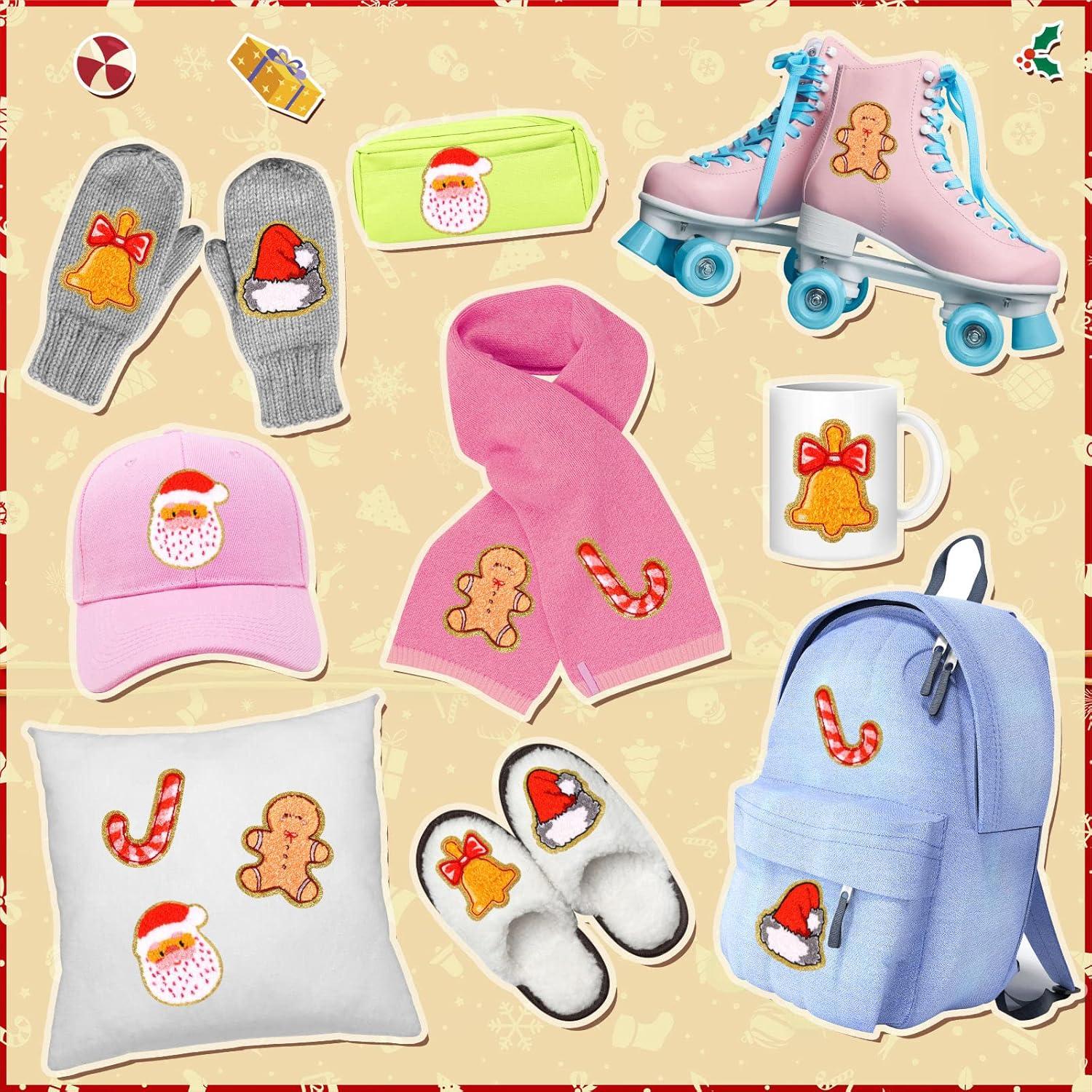 imageGeosar 20 Pcs Halloween Self Adhesive Patches Boo Cute Ghost Sew on Stickers Applique Washable for DIY Crafts T Shirt Clothing Jackets Backpacks Jeans Party Decorations Pink BooSanta
