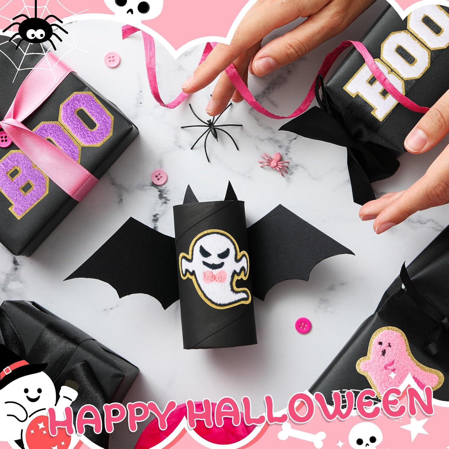 imageGeosar 20 Pcs Halloween Self Adhesive Patches Boo Cute Ghost Sew on Stickers Applique Washable for DIY Crafts T Shirt Clothing Jackets Backpacks Jeans Party Decorations Pink BooPink Boo