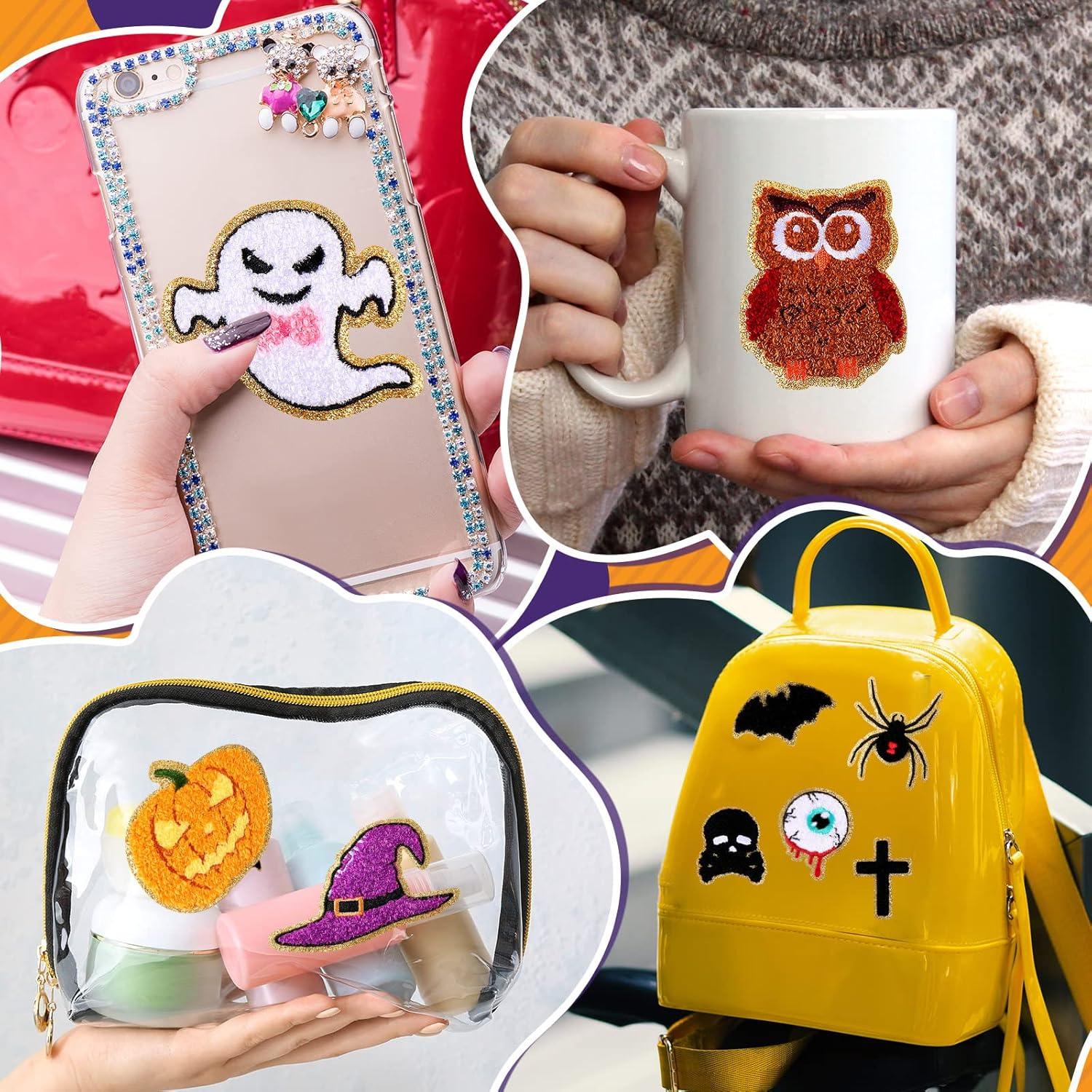 imageGeosar 20 Pcs Halloween Self Adhesive Patches Boo Cute Ghost Sew on Stickers Applique Washable for DIY Crafts T Shirt Clothing Jackets Backpacks Jeans Party Decorations Pink BooPumpkin