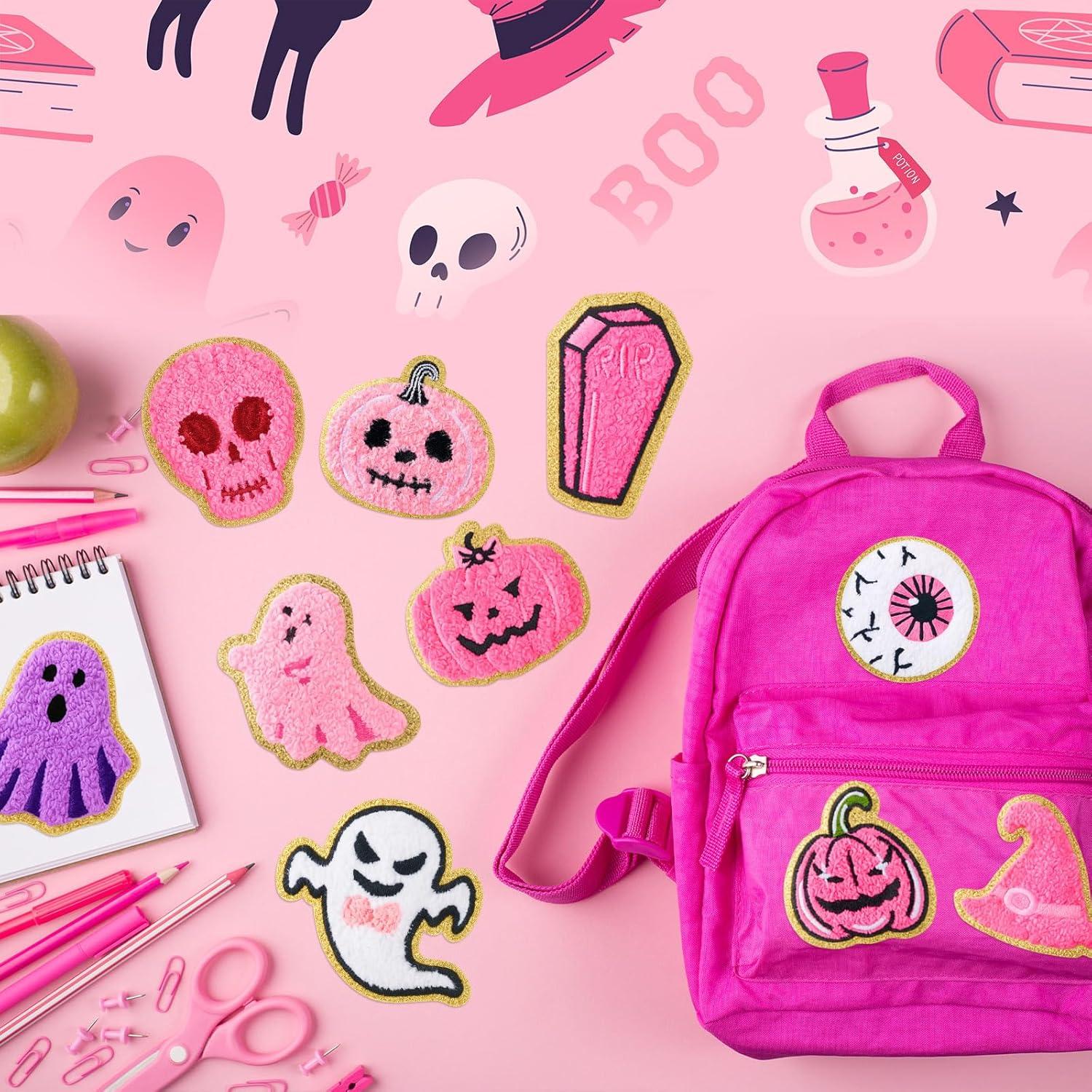 imageGeosar 20 Pcs Halloween Self Adhesive Patches Boo Cute Ghost Sew on Stickers Applique Washable for DIY Crafts T Shirt Clothing Jackets Backpacks Jeans Party Decorations Pink BooPink Halloween
