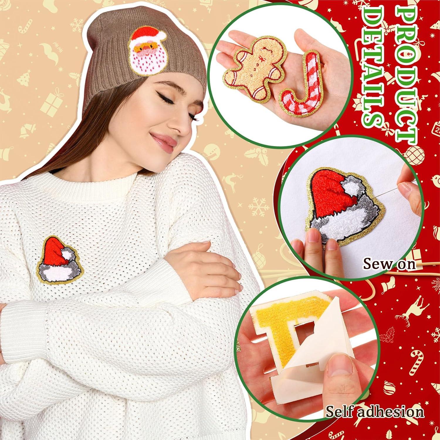 imageGeosar 20 Pcs Halloween Self Adhesive Patches Boo Cute Ghost Sew on Stickers Applique Washable for DIY Crafts T Shirt Clothing Jackets Backpacks Jeans Party Decorations Pink BooSanta