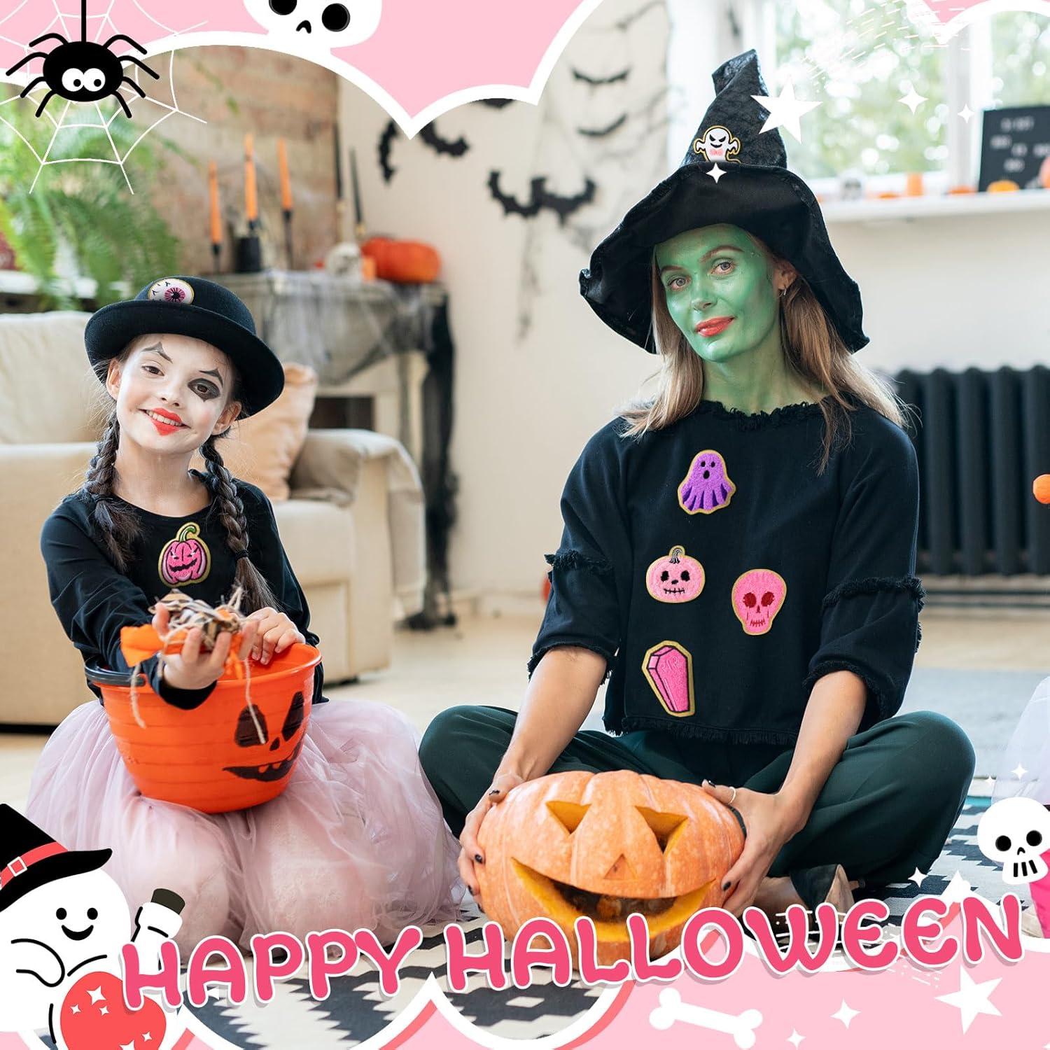 imageGeosar 20 Pcs Halloween Self Adhesive Patches Boo Cute Ghost Sew on Stickers Applique Washable for DIY Crafts T Shirt Clothing Jackets Backpacks Jeans Party Decorations Pink BooPink Halloween