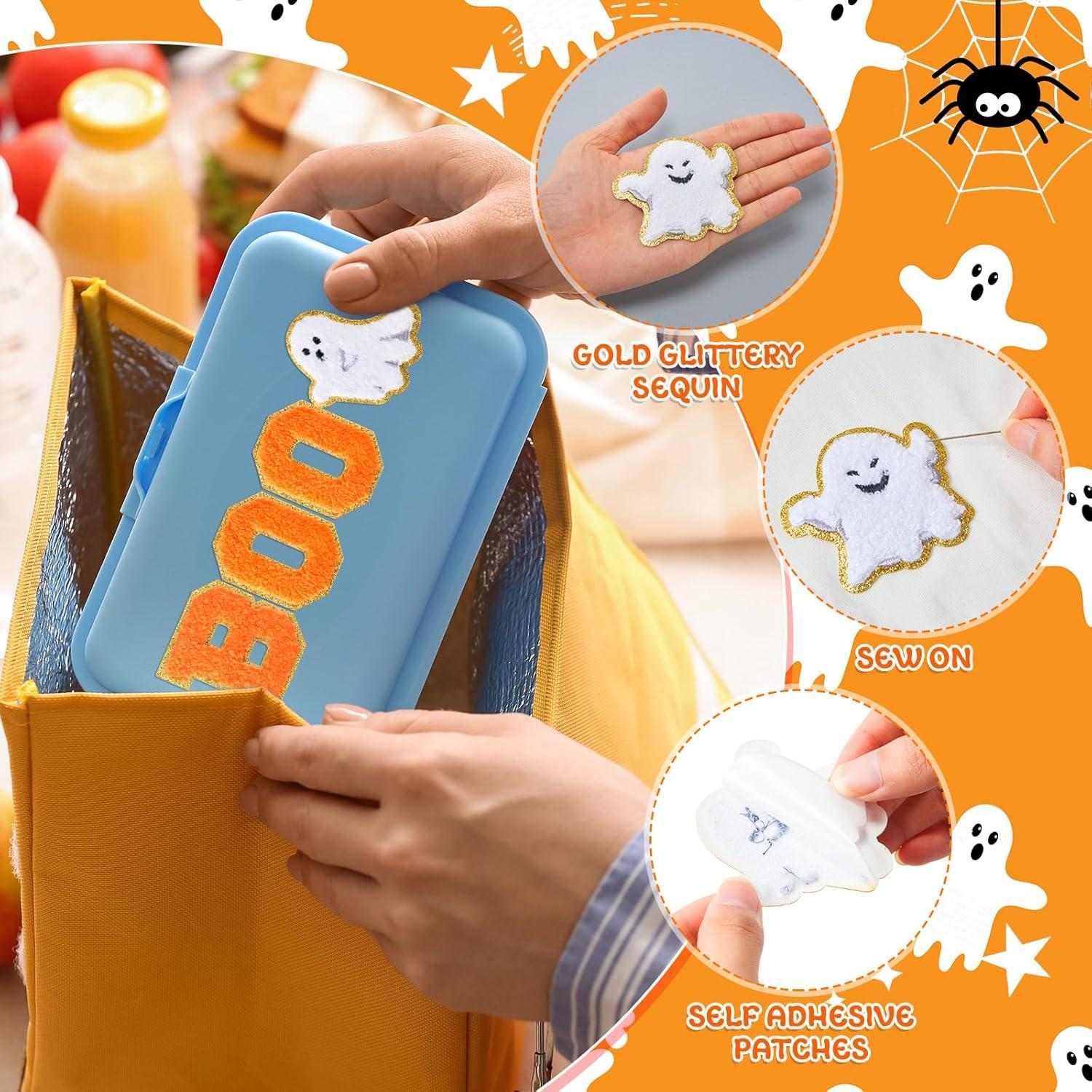 imageGeosar 20 Pcs Halloween Self Adhesive Patches Boo Cute Ghost Sew on Stickers Applique Washable for DIY Crafts T Shirt Clothing Jackets Backpacks Jeans Party Decorations Pink BooHalloween Boo