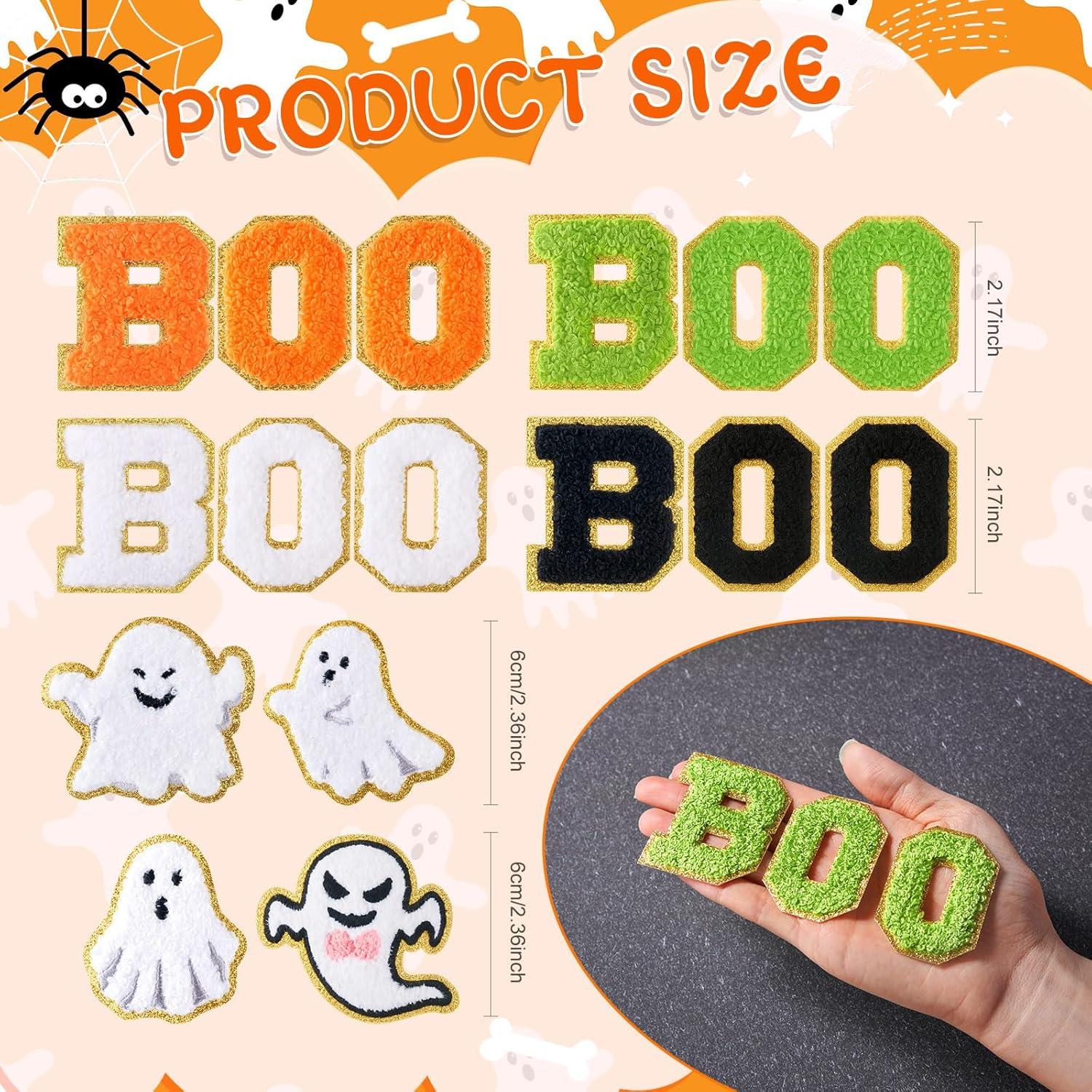 imageGeosar 20 Pcs Halloween Self Adhesive Patches Boo Cute Ghost Sew on Stickers Applique Washable for DIY Crafts T Shirt Clothing Jackets Backpacks Jeans Party Decorations Pink BooHalloween Boo