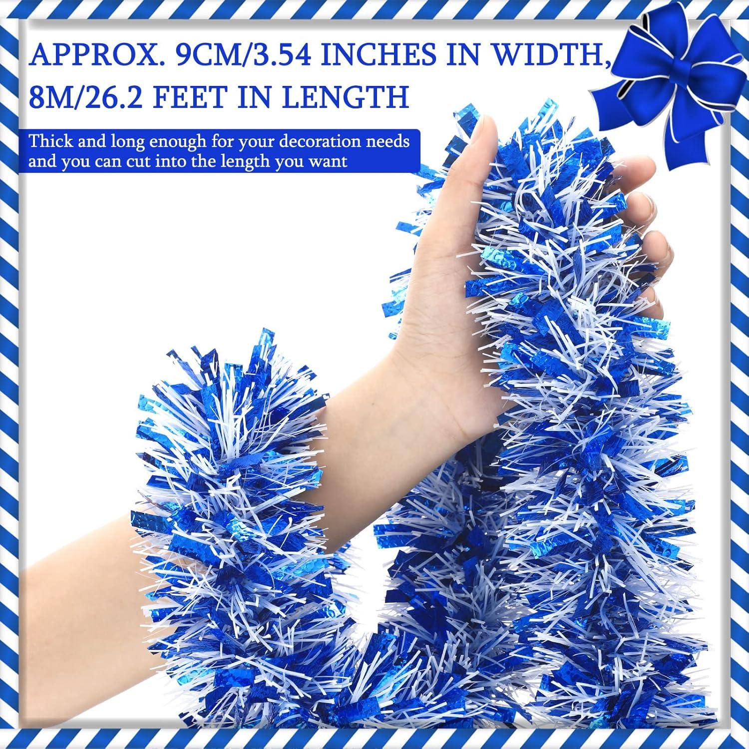 imageGeosar 262 Feet Christmas Tinsel Garland Decoration Metallic Tinsel Twist Garland Halloween Christmas Tree Artificial Hanging Ornament for Birthday Party DecorationBlueBule