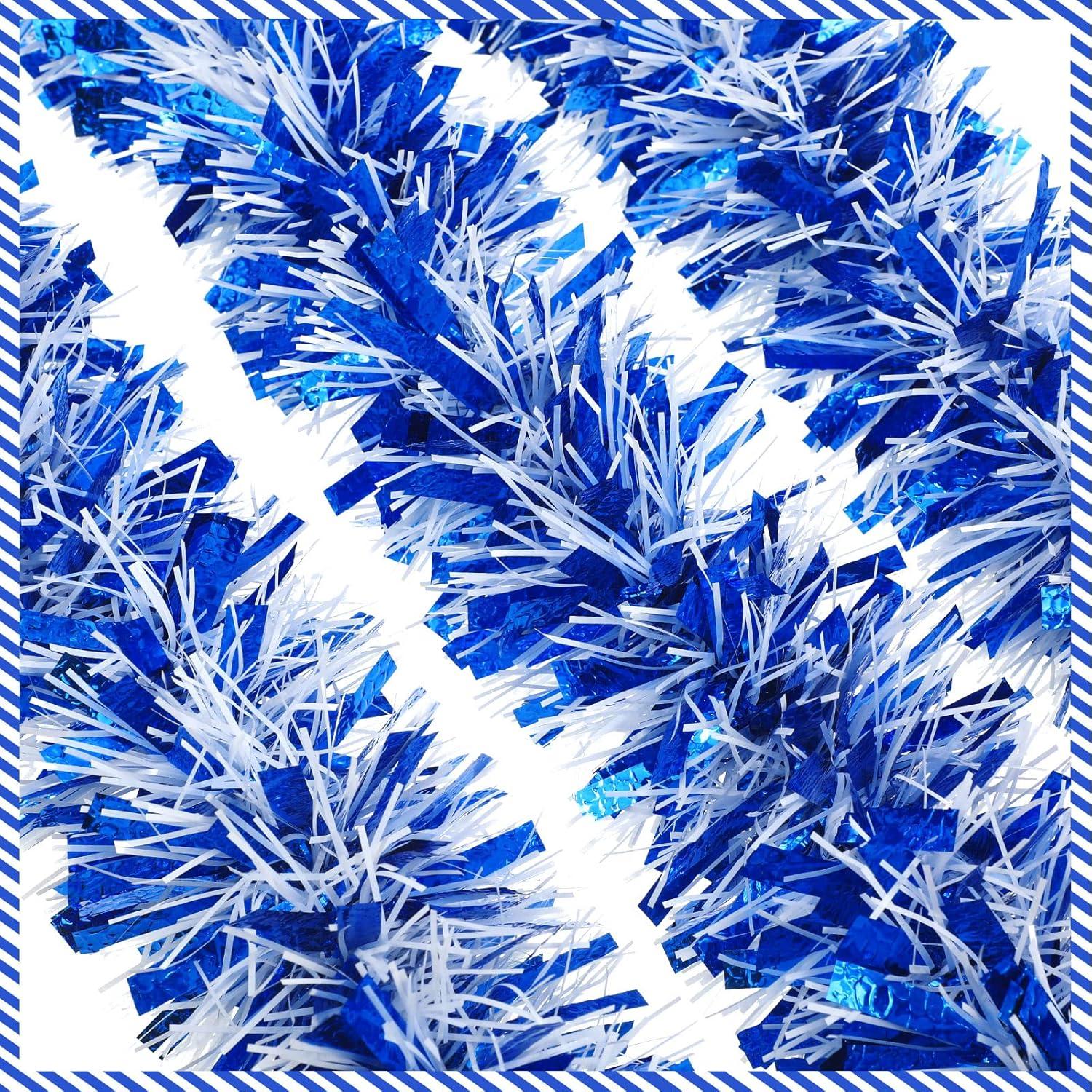 imageGeosar 262 Feet Christmas Tinsel Garland Decoration Metallic Tinsel Twist Garland Halloween Christmas Tree Artificial Hanging Ornament for Birthday Party DecorationBlueBule