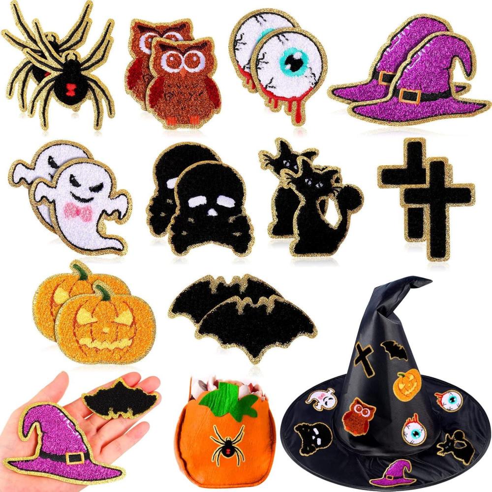 imageGeosar 20 Pcs Halloween Self Adhesive Patches Boo Cute Ghost Sew on Stickers Applique Washable for DIY Crafts T Shirt Clothing Jackets Backpacks Jeans Party Decorations Pink BooPumpkin