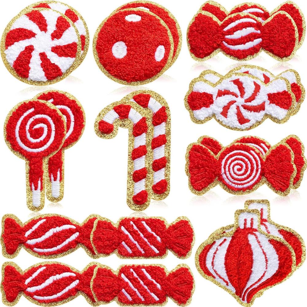 imageGeosar 20 Pcs Halloween Self Adhesive Patches Boo Cute Ghost Sew on Stickers Applique Washable for DIY Crafts T Shirt Clothing Jackets Backpacks Jeans Party Decorations Pink BooRed Candy