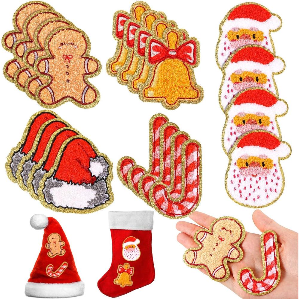 imageGeosar 20 Pcs Halloween Self Adhesive Patches Boo Cute Ghost Sew on Stickers Applique Washable for DIY Crafts T Shirt Clothing Jackets Backpacks Jeans Party Decorations Pink BooSanta