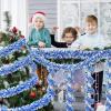 imageGeosar 262 Feet Christmas Tinsel Garland Decoration Metallic Tinsel Twist Garland Halloween Christmas Tree Artificial Hanging Ornament for Birthday Party DecorationBlueBule