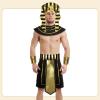 imageGeosar 5 Pcs Halloween Egyptian Costume Accessory Set Include Pharaoh Headpiece Hat Cobra Cane Belt Collar Wristbands for Men
