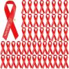 imageGeosar 50 Pcs Red Ribbon Pins AntiDrugs Awareness Say No to Drugs Red Ribbon with Safety Pins Public Campaign Party Favors Supplies