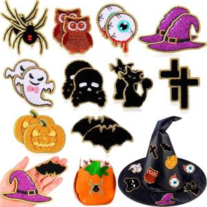 imageGeosar 20 Pcs Halloween Self Adhesive Patches Boo Cute Ghost Sew on Stickers Applique Washable for DIY Crafts T Shirt Clothing Jackets Backpacks Jeans Party Decorations Pink BooPumpkin