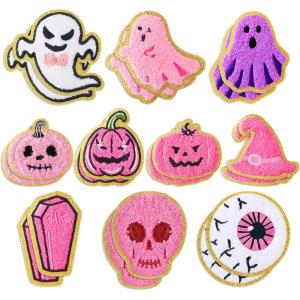 imageGeosar 20 Pcs Halloween Self Adhesive Patches Boo Cute Ghost Sew on Stickers Applique Washable for DIY Crafts T Shirt Clothing Jackets Backpacks Jeans Party Decorations Pink BooPink Halloween