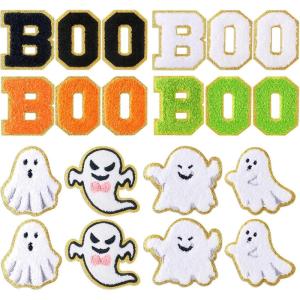 imageGeosar 20 Pcs Halloween Self Adhesive Patches Boo Cute Ghost Sew on Stickers Applique Washable for DIY Crafts T Shirt Clothing Jackets Backpacks Jeans Party Decorations Pink BooHalloween Boo