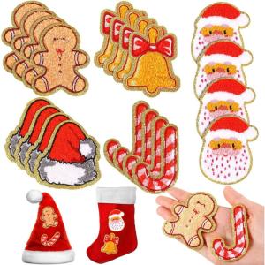 imageGeosar 20 Pcs Halloween Self Adhesive Patches Boo Cute Ghost Sew on Stickers Applique Washable for DIY Crafts T Shirt Clothing Jackets Backpacks Jeans Party Decorations Pink BooSanta