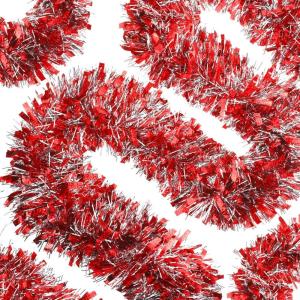 imageGeosar 262 Feet Christmas Tinsel Garland Decoration Metallic Tinsel Twist Garland Halloween Christmas Tree Artificial Hanging Ornament for Birthday Party DecorationBlueRed