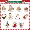 image12 Pcs Christmas Brooches Xmas Rhinestone Crystal Brooch Pins Santa Claus Snowflake Bell Bow Knot Reindeer Boots Garland Christmas Stockings and Tree Pins for Xmas Holiday Party Celebration