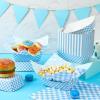 imageGeosar 100 Pcs Gingham Party Supply Disposable Paper Food Tray Bulk Disposable Food Boat with Checkered Wax Paper Sheet Checkered Wrapping Supply for Carnival Picnic Birthday Party Orange BlackLight Blue