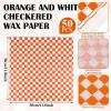 imageGeosar 100 Pcs Gingham Party Supply Disposable Paper Food Tray Bulk Disposable Food Boat with Checkered Wax Paper Sheet Checkered Wrapping Supply for Carnival Picnic Birthday Party Orange BlackOrange