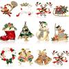 image12 Pcs Christmas Brooches Xmas Rhinestone Crystal Brooch Pins Santa Claus Snowflake Bell Bow Knot Reindeer Boots Garland Christmas Stockings and Tree Pins for Xmas Holiday Party Celebration
