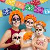 imageGeosar 118 Pcs Mexican Party Decorations Include Marigold Flowers Dia De Los Muertos Banner for Day of The Dead Cinco De Mayo Mexican Fiesta Party Diwali Supplies OrangeOrange