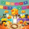 imageGeosar 118 Pcs Mexican Party Decorations Include Marigold Flowers Dia De Los Muertos Banner for Day of The Dead Cinco De Mayo Mexican Fiesta Party Diwali Supplies OrangeOrange and Yellow