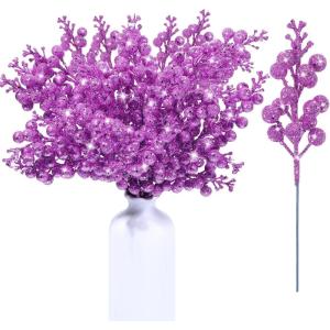 imageGeosar 36 Pcs Christmas Glittered Berries Stems 79 Inch Artificial Berries Sprays Branches Floral Pick for Christmas Tree Ornament DIY Xmas Wreath Crafts Home DecorTurquoisePure ColorPurple