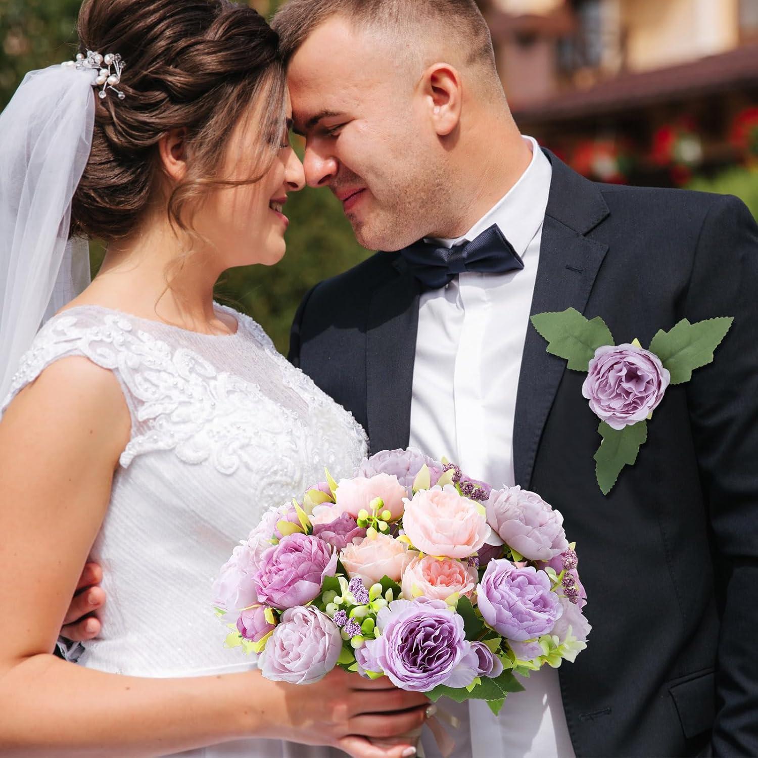 imageGeosar 16 Bundles Artificial Peonies Flowers Fake Silk Peony Bouquet Faux Peonies Flowers Bulk for Decoration Vase Floral Arrangements Wedding Party Table Dusty PinkDusty RoseGray Purple  Light Purple