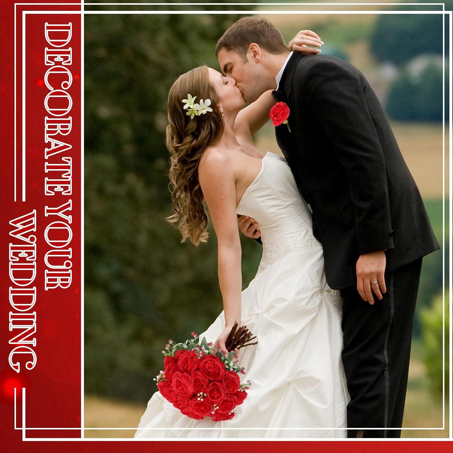 imageGeosar 16 Bundles Artificial Peonies Flowers Fake Silk Peony Bouquet Faux Peonies Flowers Bulk for Decoration Vase Floral Arrangements Wedding Party Table Dusty PinkDusty RoseBright Red