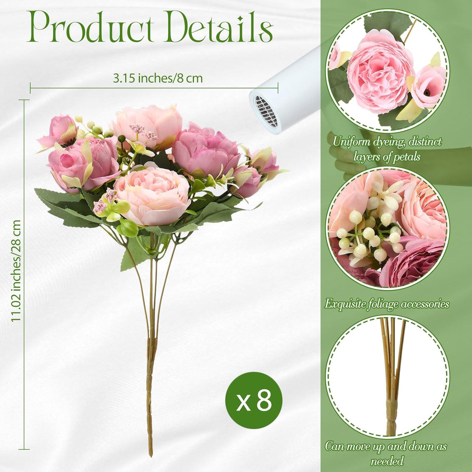 imageGeosar 16 Bundles Artificial Peonies Flowers Fake Silk Peony Bouquet Faux Peonies Flowers Bulk for Decoration Vase Floral Arrangements Wedding Party Table Dusty PinkDusty RoseRusset Red  Light Pink