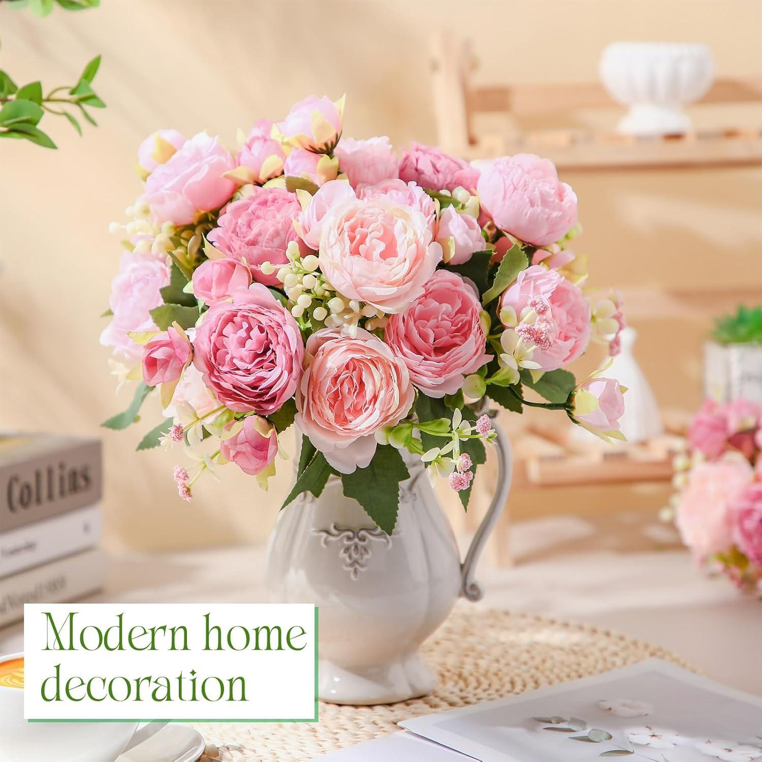 imageGeosar 16 Bundles Artificial Peonies Flowers Fake Silk Peony Bouquet Faux Peonies Flowers Bulk for Decoration Vase Floral Arrangements Wedding Party Table Dusty PinkDusty RoseRusset Red  Light Pink