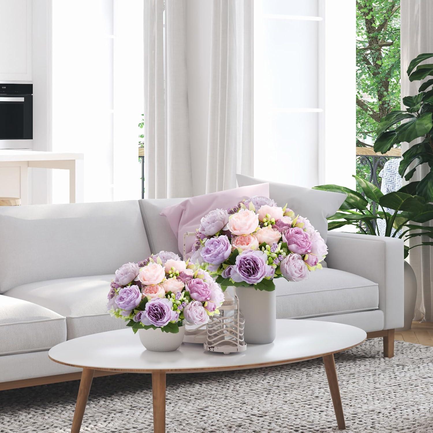 imageGeosar 16 Bundles Artificial Peonies Flowers Fake Silk Peony Bouquet Faux Peonies Flowers Bulk for Decoration Vase Floral Arrangements Wedding Party Table Dusty PinkDusty RoseGray Purple  Light Purple