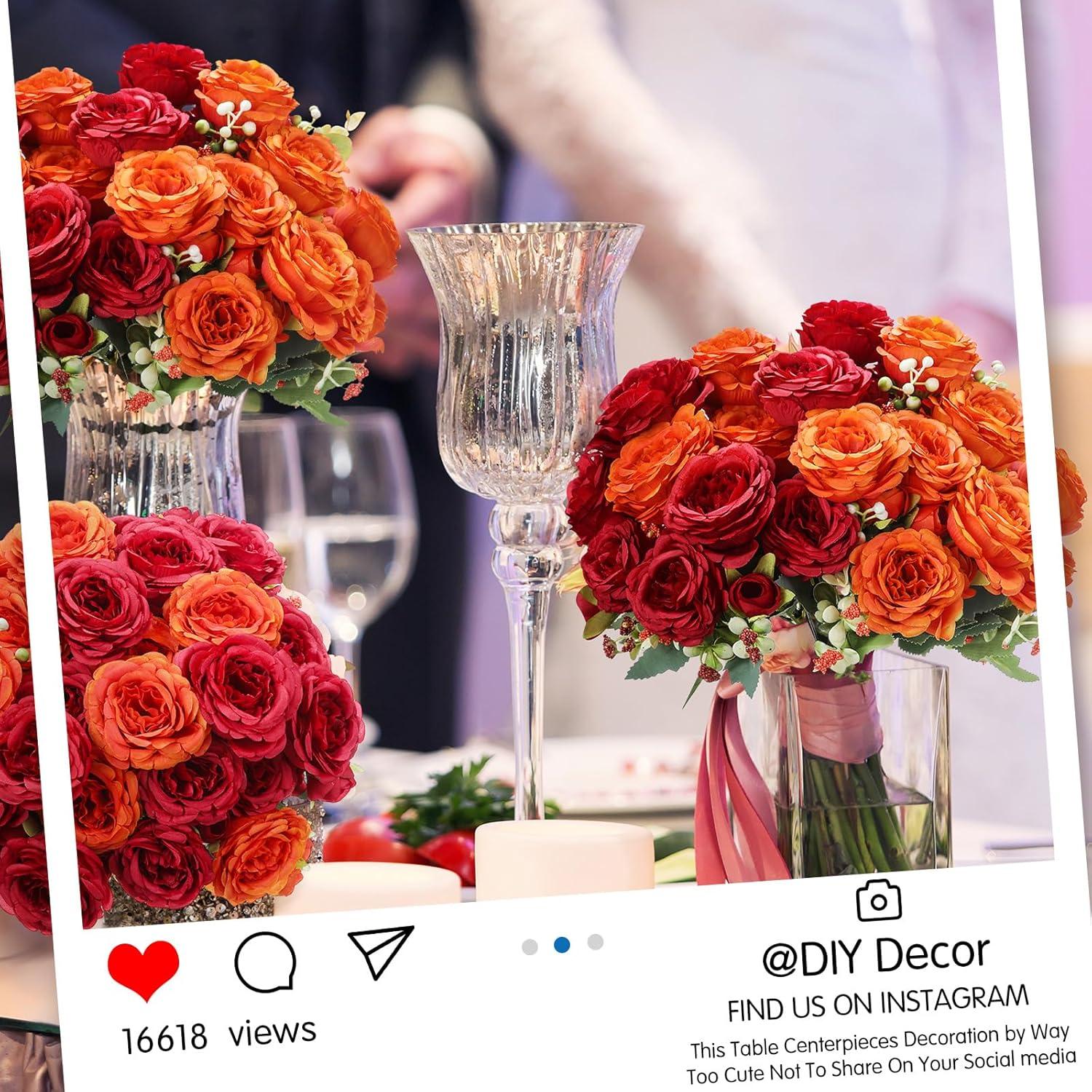 imageGeosar 16 Bundles Artificial Peonies Flowers Fake Silk Peony Bouquet Faux Peonies Flowers Bulk for Decoration Vase Floral Arrangements Wedding Party Table Dusty PinkDusty RoseOrange  Dark Red