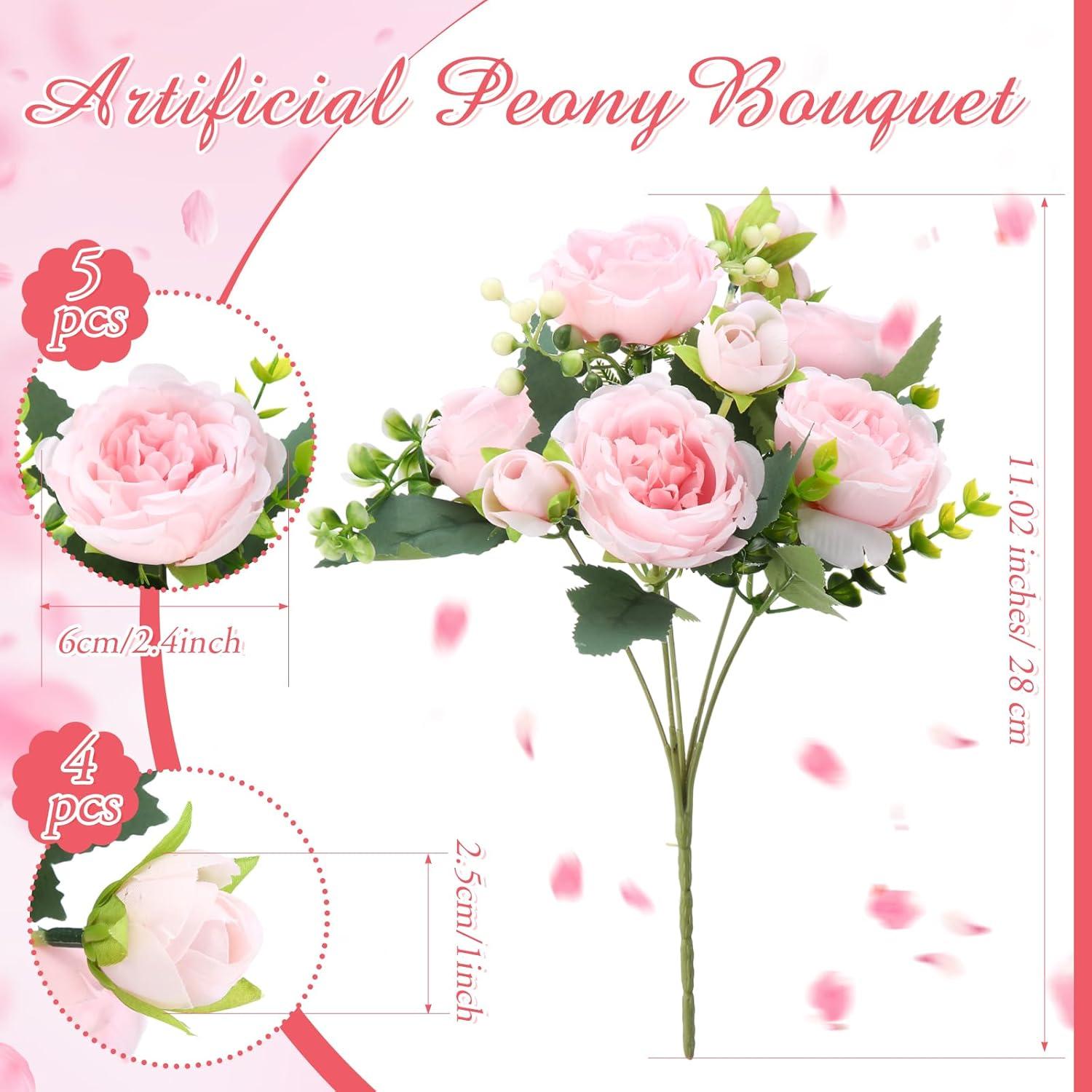 imageGeosar 16 Bundles Artificial Peonies Flowers Fake Silk Peony Bouquet Faux Peonies Flowers Bulk for Decoration Vase Floral Arrangements Wedding Party Table Dusty PinkDusty RosePink