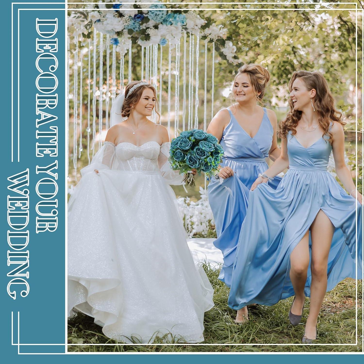 imageGeosar 16 Bundles Artificial Peonies Flowers Fake Silk Peony Bouquet Faux Peonies Flowers Bulk for Decoration Vase Floral Arrangements Wedding Party Table Dusty PinkDusty RoseTeal