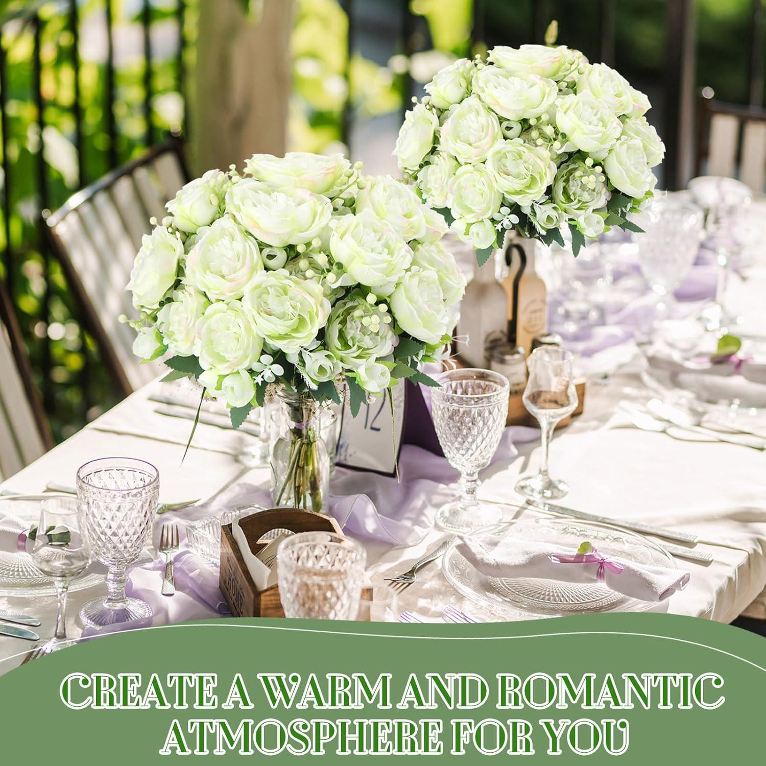 imageGeosar 16 Bundles Artificial Peonies Flowers Fake Silk Peony Bouquet Faux Peonies Flowers Bulk for Decoration Vase Floral Arrangements Wedding Party Table Dusty PinkDusty RoseGreen