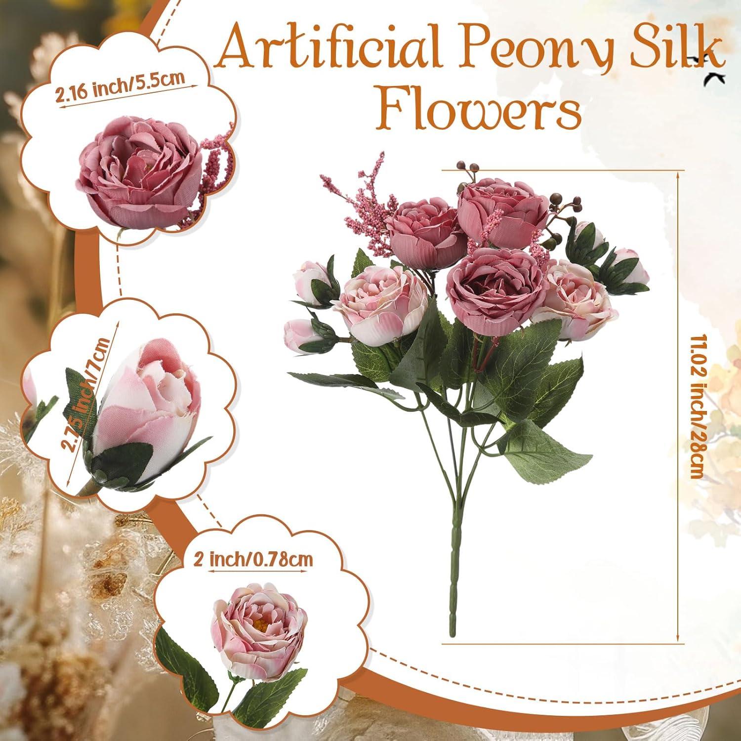 imageGeosar 16 Bundles Artificial Peonies Flowers Fake Silk Peony Bouquet Faux Peonies Flowers Bulk for Decoration Vase Floral Arrangements Wedding Party Table Dusty PinkDusty RosePlum Purple