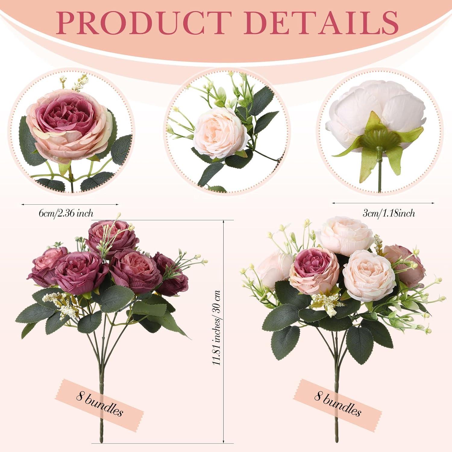 imageGeosar 16 Bundles Artificial Peonies Flowers Fake Silk Peony Bouquet Faux Peonies Flowers Bulk for Decoration Vase Floral Arrangements Wedding Party Table Dusty PinkDusty RoseDusty Pink  Dusty Rose