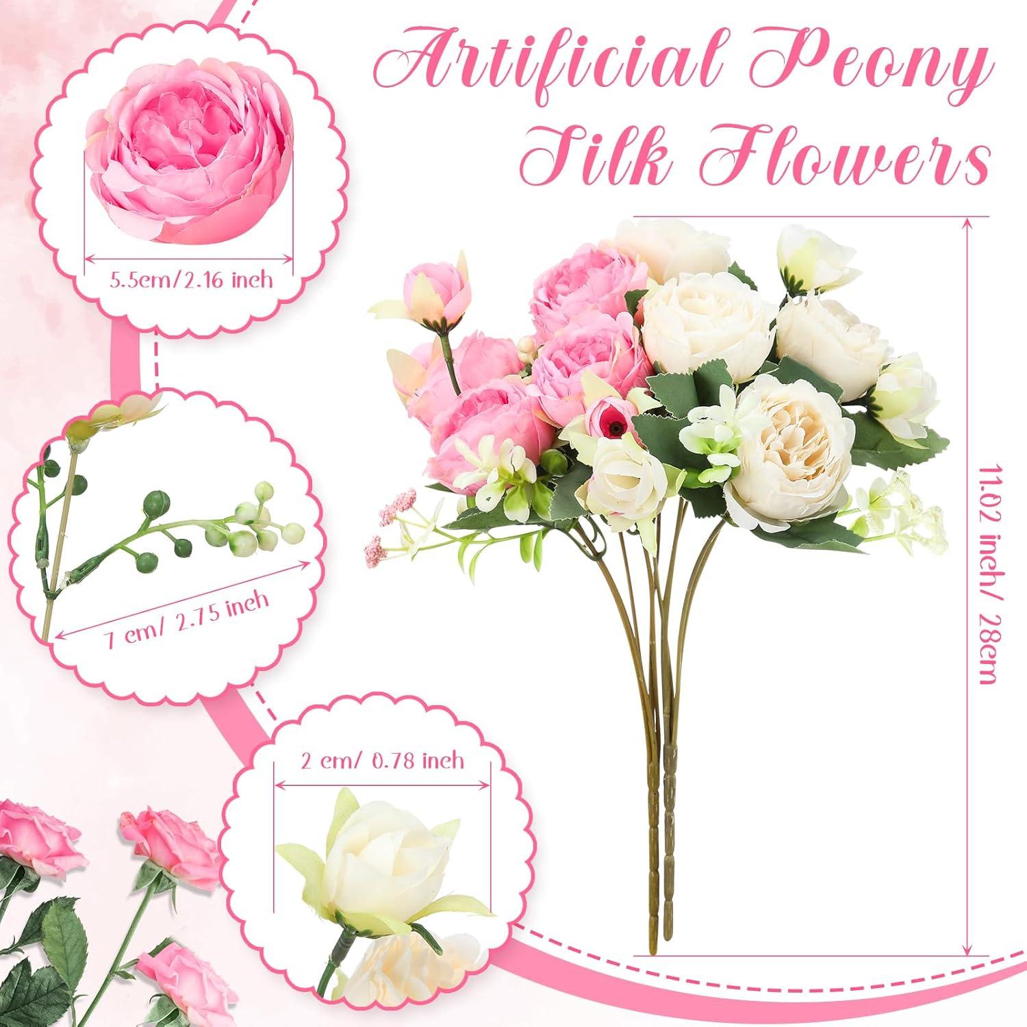 imageGeosar 16 Bundles Artificial Peonies Flowers Fake Silk Peony Bouquet Faux Peonies Flowers Bulk for Decoration Vase Floral Arrangements Wedding Party Table Dusty PinkDusty RosePink  Champagne
