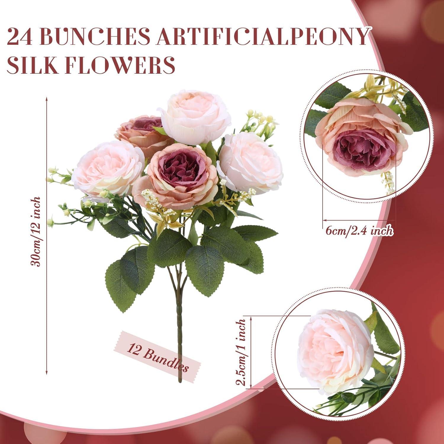 imageGeosar 16 Bundles Artificial Peonies Flowers Fake Silk Peony Bouquet Faux Peonies Flowers Bulk for Decoration Vase Floral Arrangements Wedding Party Table Dusty PinkDusty RoseDusty Rose