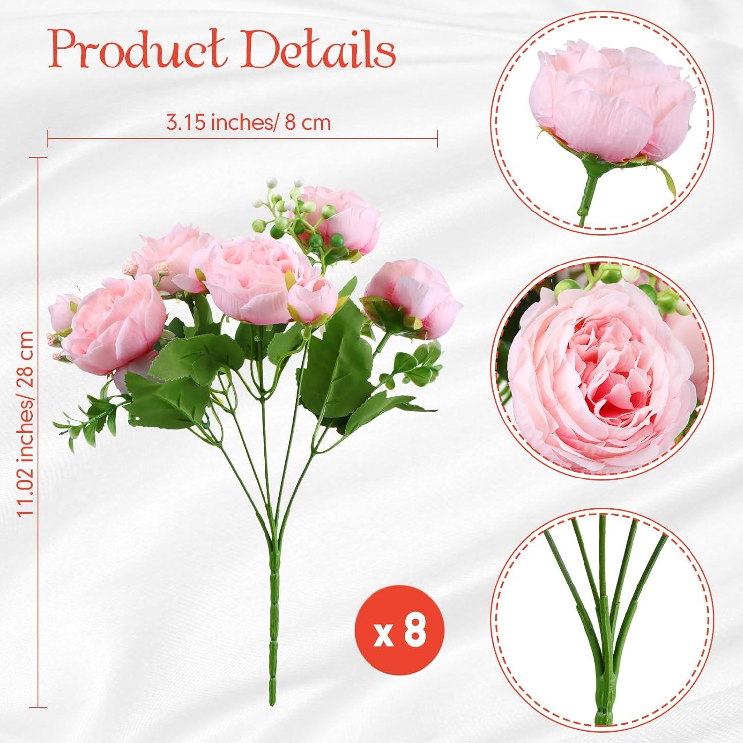 imageGeosar 16 Bundles Artificial Peonies Flowers Fake Silk Peony Bouquet Faux Peonies Flowers Bulk for Decoration Vase Floral Arrangements Wedding Party Table Dusty PinkDusty RosePink